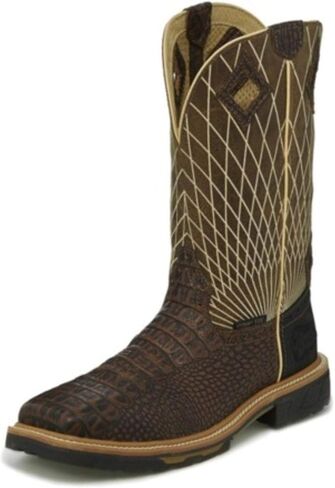 Justin Men's Derrickman Croc Print Western Work Boot Composite Toe - Wk4833 in Saudi Arabia