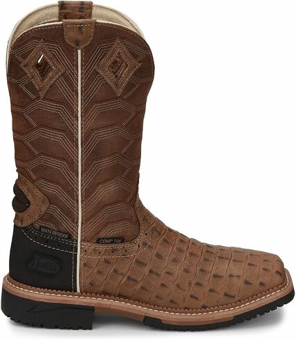 Justin Men's Derrickman Croc Print Western Work Boot Composite Toe - Wk4833 in Saudi Arabia