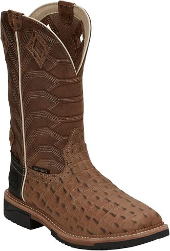Justin Men's Derrickman Croc Print Western Work Boot Composite Toe - Wk4833 in Saudi Arabia