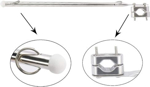 NovelBee 2 Pack of 15.35 Inch Stainless Steel Flag Pole Rail Mount from 7/8" to 1-1/4" for Boat Yacht Marine in Saudi Arabia