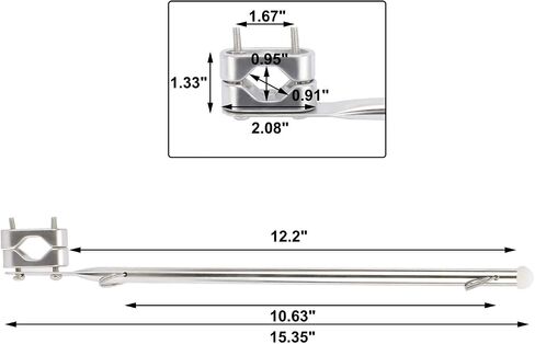 NovelBee 2 Pack of 15.35 Inch Stainless Steel Flag Pole Rail Mount from 7/8" to 1-1/4" for Boat Yacht Marine in Saudi Arabia