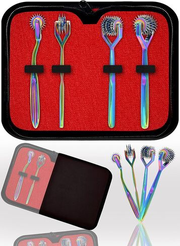 Wartenberg Neuro Pinwheel أداة تشخيصية حسية Wartenberg Pinwheel 1،3.5،7 رأس قوي عجلة اختبار الأعصاب من الفولاذ المقاوم للصدأ (مجموعة من 4 (1،3،5،7 رأس)) (قوس قزح) in Saudi Arabia