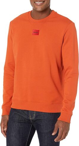 HUGO Men's Regular Fit Square Logo Jersey Sweatshirt in Saudi Arabia