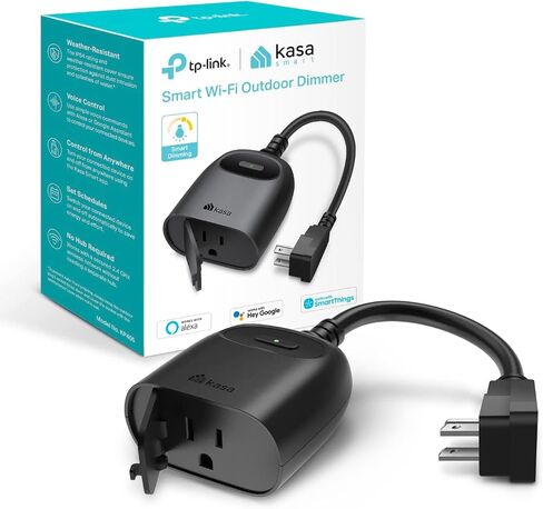 Kasa Outdoor Smart Dimmer Plug, IP64 Plug- in Dimmer for Outdoor String Lights, Compatible with Alexa, Google Assistant & SmartThings, Long Wi-Fi Range 2.4Ghz, No Hub Required, ETL Certified(KP405) in Kuwait