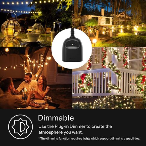 Kasa Outdoor Smart Dimmer Plug, IP64 Plug- in Dimmer for Outdoor String Lights, Compatible with Alexa, Google Assistant & SmartThings, Long Wi-Fi Range 2.4Ghz, No Hub Required, ETL Certified(KP405) in Kuwait