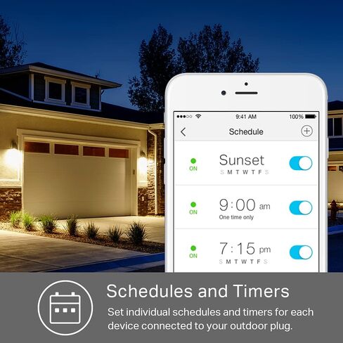 Kasa Outdoor Smart Dimmer Plug, IP64 Plug- in Dimmer for Outdoor String Lights, Compatible with Alexa, Google Assistant & SmartThings, Long Wi-Fi Range 2.4Ghz, No Hub Required, ETL Certified(KP405) in Kuwait