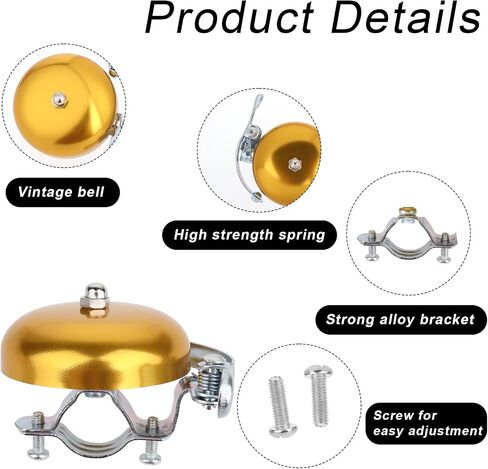 Bike Bells for Adults, 2 Pieces Clear Loud Crisp Bike Horn Vintage Kids Bike Bell Metal Bicycle Horn Bicycle Bells for Handlebars Classic Lowrider Bike Parts Bells Accessories for Women Men Kids in Saudi Arabia