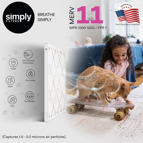Simply Filters 16x25x1 MERV 11, MPR 1000 Air Filter (6 Pack) - Actual Size 15.75"x24.75"x0.75", HVAC, AC, Furnace, Air Pleated Filter in Saudi Arabia