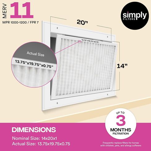 Simply Filters 16x25x1 MERV 11, MPR 1000 Air Filter (6 Pack) - Actual Size 15.75"x24.75"x0.75", HVAC, AC, Furnace, Air Pleated Filter in Saudi Arabia