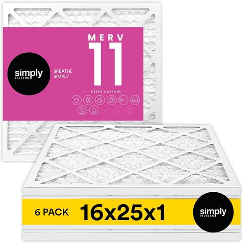 Simply Filters 16x25x1 MERV 11, MPR 1000 Air Filter (6 Pack) - Actual Size 15.75"x24.75"x0.75", HVAC, AC, Furnace, Air Pleated Filter in Saudi Arabia