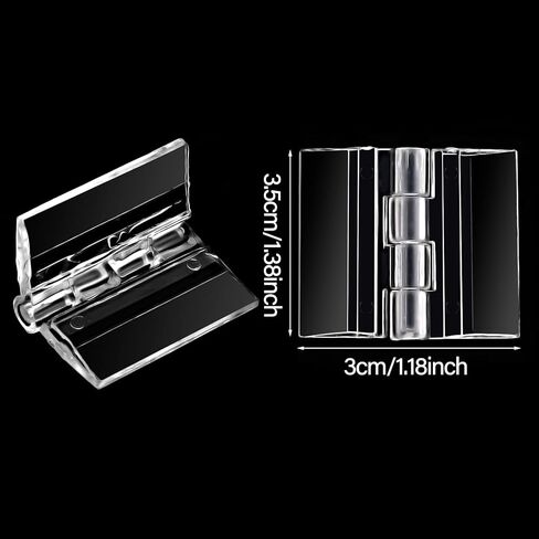 12 Pcs Plastic Hinges Acrylic Hinges Clear Small Hinges Self Adhesive Piano Hinge for Cabinet Aquarium Lid Furniture Display Stand (35x25mm) in Kuwait