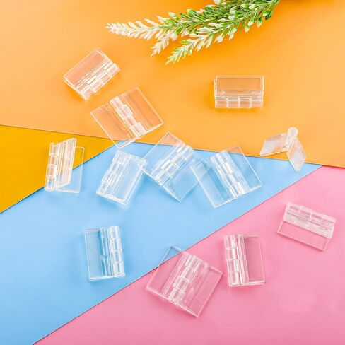 12 Pcs Plastic Hinges Acrylic Hinges Clear Small Hinges Self Adhesive Piano Hinge for Cabinet Aquarium Lid Furniture Display Stand (35x25mm) in Kuwait