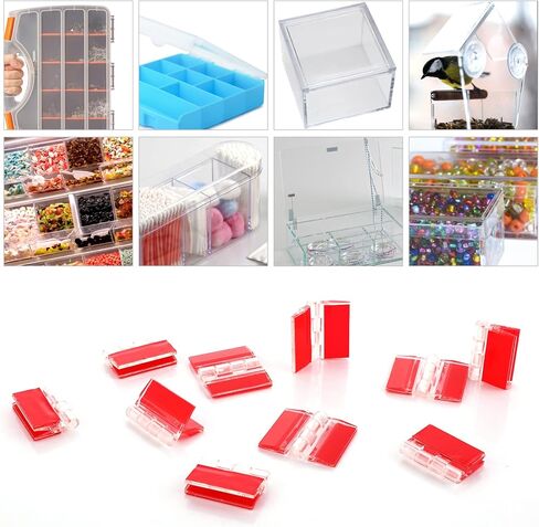 12 Pcs Plastic Hinges Acrylic Hinges Clear Small Hinges Self Adhesive Piano Hinge for Cabinet Aquarium Lid Furniture Display Stand (35x25mm) in Kuwait