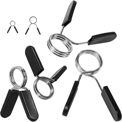 مشابك زنبركية، مجموعة من قطعتين - اختيارك 1 بوصة للقضيب القياسي أو 2 بوصة لأوزان وألواح الأثقال الأولمبية - أطواق قفل زنبركية لرفع الأثقال وتدريبات القوة والتمرين in Kuwait