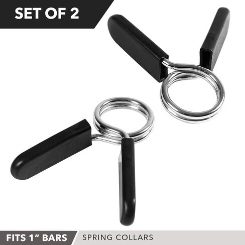 مشابك زنبركية، مجموعة من قطعتين - اختيارك 1 بوصة للقضيب القياسي أو 2 بوصة لأوزان وألواح الأثقال الأولمبية - أطواق قفل زنبركية لرفع الأثقال وتدريبات القوة والتمرين in Kuwait