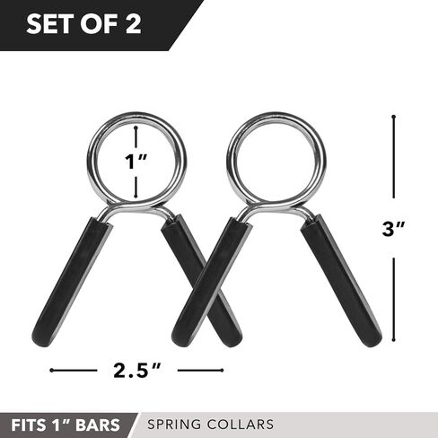 مشابك زنبركية، مجموعة من قطعتين - اختيارك 1 بوصة للقضيب القياسي أو 2 بوصة لأوزان وألواح الأثقال الأولمبية - أطواق قفل زنبركية لرفع الأثقال وتدريبات القوة والتمرين in Kuwait