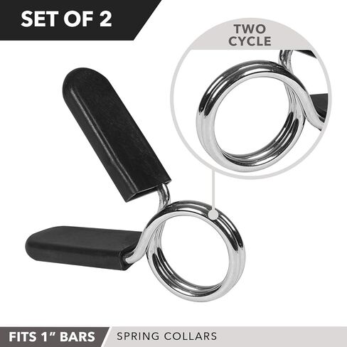 مشابك زنبركية، مجموعة من قطعتين - اختيارك 1 بوصة للقضيب القياسي أو 2 بوصة لأوزان وألواح الأثقال الأولمبية - أطواق قفل زنبركية لرفع الأثقال وتدريبات القوة والتمرين in Kuwait