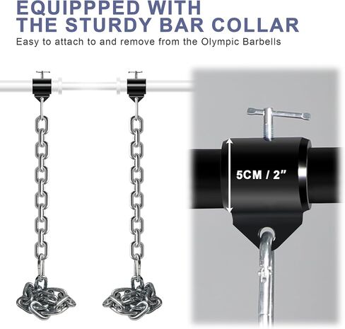 Weight Lifting Chains, 1 Pair Heavy Steel Chains Weight Lifting with Collars, Weight Chains with 26LB 35LB 44LB Available for Olympic Barbell Fitness, Power Lifting & Targets Back Legs Core in Saudi Arabia