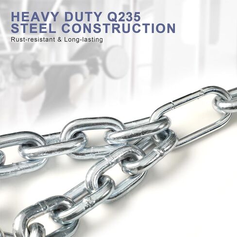 Weight Lifting Chains, 1 Pair Heavy Steel Chains Weight Lifting with Collars, Weight Chains with 26LB 35LB 44LB Available for Olympic Barbell Fitness, Power Lifting & Targets Back Legs Core in Saudi Arabia