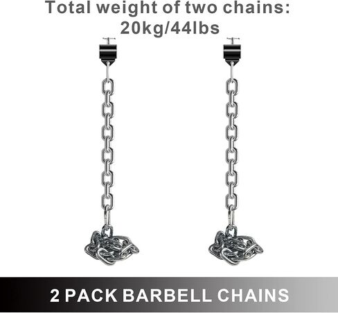 Weight Lifting Chains, 1 Pair Heavy Steel Chains Weight Lifting with Collars, Weight Chains with 26LB 35LB 44LB Available for Olympic Barbell Fitness, Power Lifting & Targets Back Legs Core in Saudi Arabia