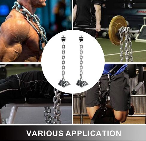 Weight Lifting Chains, 1 Pair Heavy Steel Chains Weight Lifting with Collars, Weight Chains with 26LB 35LB 44LB Available for Olympic Barbell Fitness, Power Lifting & Targets Back Legs Core in Saudi Arabia