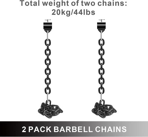 Weight Lifting Chains, 1 Pair Heavy Steel Chains Weight Lifting with Collars, Weight Chains with 26LB 35LB 44LB Available for Olympic Barbell Fitness, Power Lifting & Targets Back Legs Core in Saudi Arabia