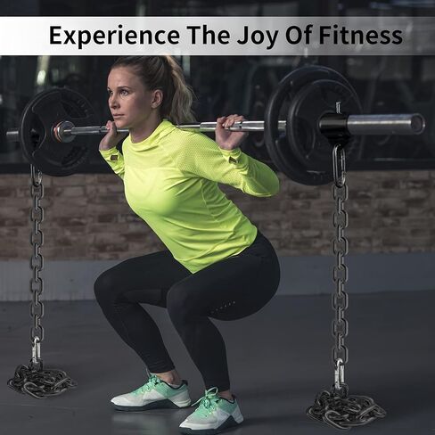 Weight Lifting Chains, 1 Pair Heavy Steel Chains Weight Lifting with Collars, Weight Chains with 26LB 35LB 44LB Available for Olympic Barbell Fitness, Power Lifting & Targets Back Legs Core in Saudi Arabia