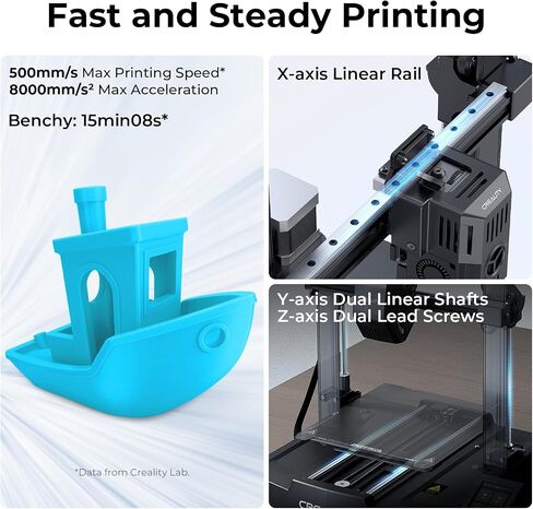 طابعة Creality Ender 3 V3 KE ثلاثية الأبعاد مع طباعة عالية السرعة 500 مم/ثانية، وطارد مباشر متطور Sprite، وسكك خطية على المحور X، ونظام تشغيل Creality الذكي، وحجم طباعة 8.66 × 8.66 × 9.44 بوصة in Saudi Arabia