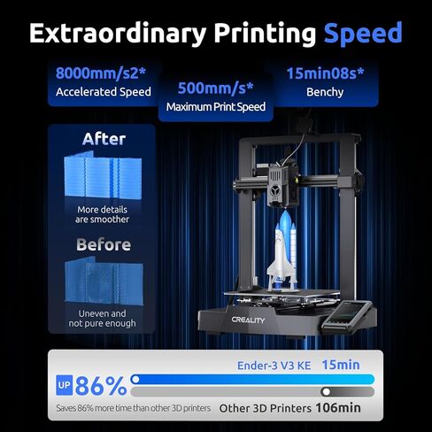 Creality Ender 3 V3 KE 3D Printer,500mm/s High-Speed Printing, Smarter and Faster,CR Touch Auto Leveling,Direct Drive Extruder,Superior Ceramic Hotend,X-axis Linear Rail,Print Size 8.66*8.66*9.84in in Saudi Arabia