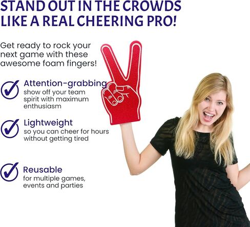 Giant Foam Finger 18 Inch- Peace Foam Hand for All Occasions - Cheerleading for Sports - Exciting Vibrant Colors use as Celebration Pom Poms- Great for Athletics Local Sport Events Games (Blue) in Saudi Arabia