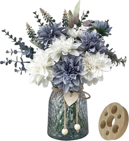Fake Flowers in Vase,with a Flower Arrangement Holder,Silk Artificial Flowers in Vase,Centerpiece Table Decorations,Coffee Table Decor,Faux Flowers in Vase… in Saudi Arabia