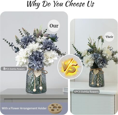 Fake Flowers in Vase,with a Flower Arrangement Holder,Silk Artificial Flowers in Vase,Centerpiece Table Decorations,Coffee Table Decor,Faux Flowers in Vase… in Saudi Arabia