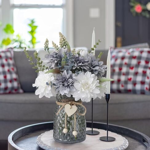 Fake Flowers in Vase,with a Flower Arrangement Holder,Silk Artificial Flowers in Vase,Centerpiece Table Decorations,Coffee Table Decor,Faux Flowers in Vase… in Saudi Arabia
