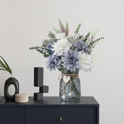Fake Flowers in Vase,with a Flower Arrangement Holder,Silk Artificial Flowers in Vase,Centerpiece Table Decorations,Coffee Table Decor,Faux Flowers in Vase… in Saudi Arabia