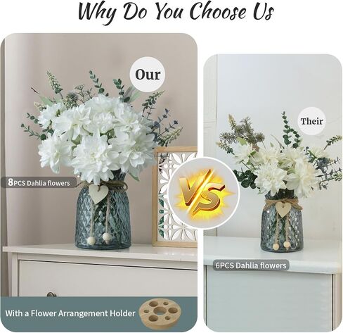 Fake Flowers in Vase,with a Flower Arrangement Holder,Silk Artificial Flowers in Vase,Centerpiece Table Decorations,Coffee Table Decor,Faux Flowers in Vase… in Saudi Arabia