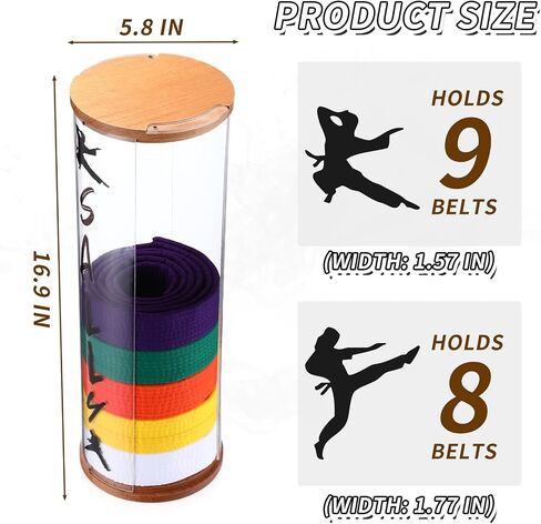9 Belts Karate Belt Display Rack with 3 Sheets Stickers Martial Arts Belt Display Holder Taekwondo Belt Display Organizer for Kids Adults Gifts in Saudi Arabia