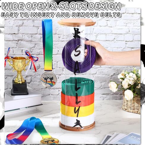 9 Belts Karate Belt Display Rack with 3 Sheets Stickers Martial Arts Belt Display Holder Taekwondo Belt Display Organizer for Kids Adults Gifts in Saudi Arabia