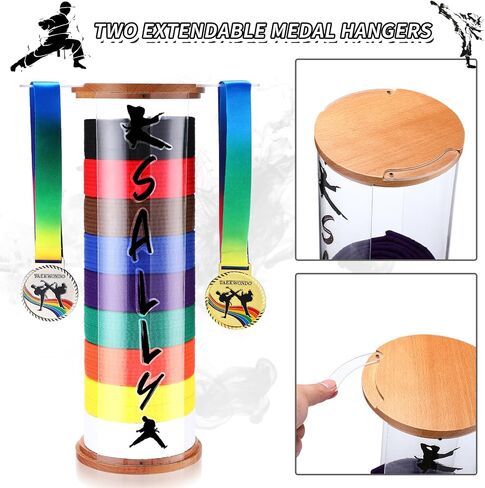 9 Belts Karate Belt Display Rack with 3 Sheets Stickers Martial Arts Belt Display Holder Taekwondo Belt Display Organizer for Kids Adults Gifts in Saudi Arabia
