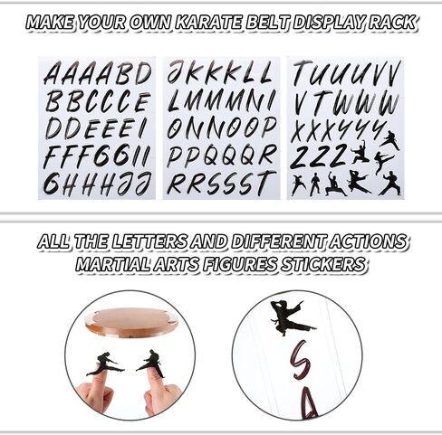 9 Belts Karate Belt Display Rack with 3 Sheets Stickers Martial Arts Belt Display Holder Taekwondo Belt Display Organizer for Kids Adults Gifts in Saudi Arabia