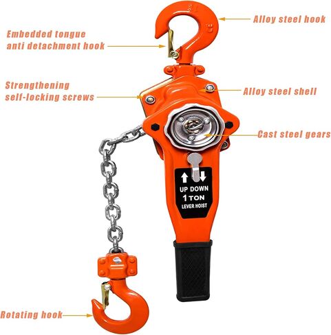 Manual Lever Chain Hoist 3/4 Ton 1650 Lbs10 Feet - Reliable Brake System,Possess Featuring Chain Come Along and Safety Measures for Chain Fall - Perfect for Depot Industrial Lifting in Saudi Arabia