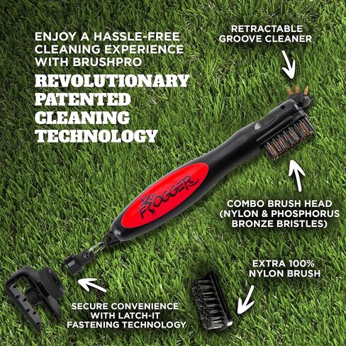 Frogger BrushPro Latch-It Golf Club Cleaner, Ergonomic Grip and Latch-it Magnet - Professional Golf Club Brush and Groove Cleaner for Golfers in Saudi Arabia