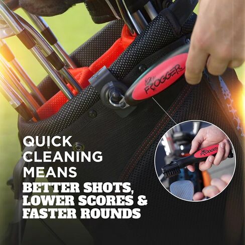 Frogger BrushPro Latch-It Golf Club Cleaner, Ergonomic Grip and Latch-it Magnet - Professional Golf Club Brush and Groove Cleaner for Golfers in Saudi Arabia