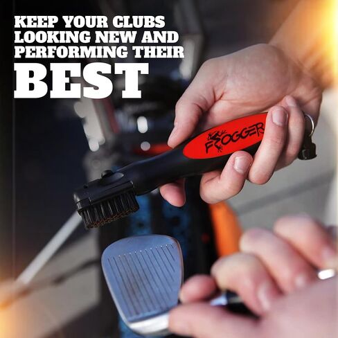 Frogger BrushPro Latch-It Golf Club Cleaner, Ergonomic Grip and Latch-it Magnet - Professional Golf Club Brush and Groove Cleaner for Golfers in Saudi Arabia