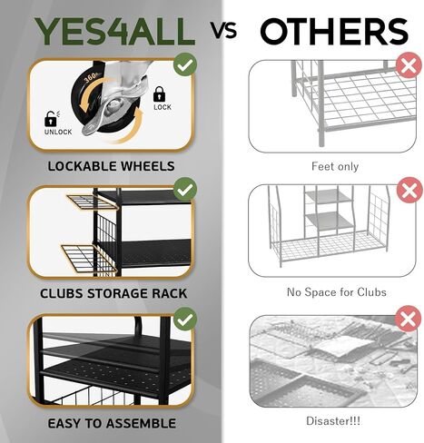 Yes4All Golf Storage Garage Organizer, Golf Bag Storage Stand Extra Rack for Golf Clubs and Other Golfing Equipment in Saudi Arabia