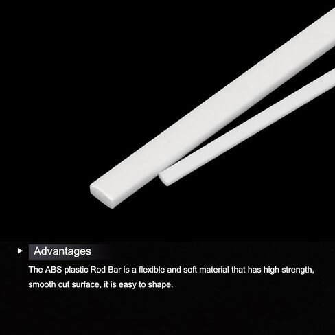 MECCANIXITY 40pcs ABS Rectangle Rod, Diameter 2mm to 4mm, Length 250mm, ABS Plastic Stick Solid Bar, White Plastic Rods Assortment Kit for DIY Architectural Model Building Making in Saudi Arabia