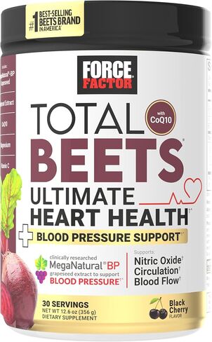 Total Beets Ultimate Heart Health Blood Pressure Support with CoQ10, Beet Root Powder, Grape Seed Extract, Blood Pressure Supplement for Circulation & Blood Flow, Black Cherry, 30 Servings in Kuwait
