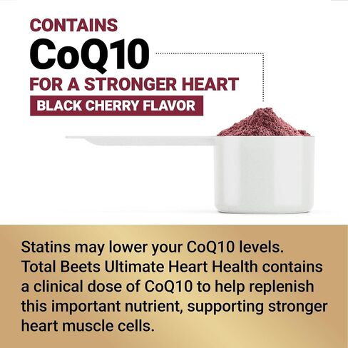 Total Beets Ultimate Heart Health Blood Pressure Support with CoQ10, Beet Root Powder, Grape Seed Extract, Blood Pressure Supplement for Circulation & Blood Flow, Black Cherry, 30 Servings in Kuwait