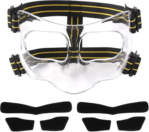 Mask for Broken Nose, 5.9x3.74in Broken Nose Face Guard Yellow & Black Adjustable Nose Protector with Padding Sports Face Mask Nose Guard for Basketball Soccer Baseball in Saudi Arabia