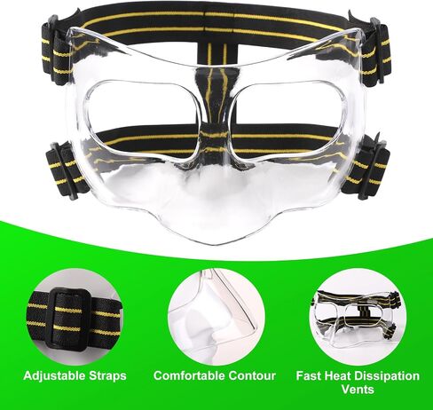 Mask for Broken Nose, 5.9x3.74in Broken Nose Face Guard Yellow & Black Adjustable Nose Protector with Padding Sports Face Mask Nose Guard for Basketball Soccer Baseball in Saudi Arabia