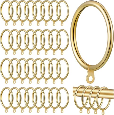 40 Pieces Gold 2 Inch Inner Diameter Metal Curtain Rings with Eyelets Drapery Rings Decorative Curtain Rod Rings Drapery Curtain Rings Compatible with up to 1 1/2" Drapery Rod in Saudi Arabia